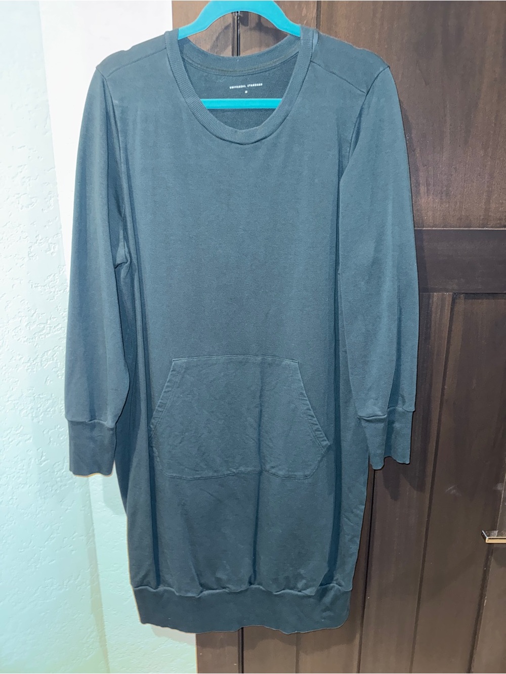 Universal Standard Bree Sweatshirt Dress Dark Teal Pima Cotton size 18-20 (M)